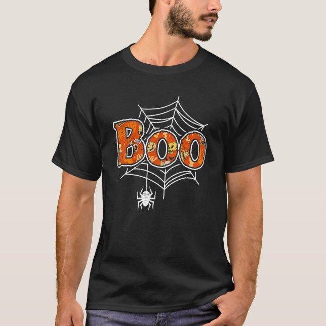 T-shirt Boo Web Spider Halloween Jour Fête ou traitement (Devant)
