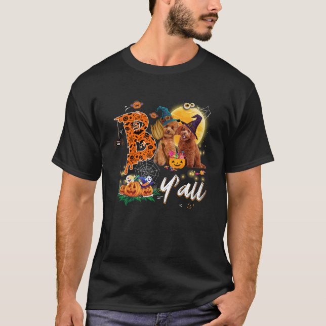 T-shirt Boo Y all mignon Poodle Chien aime Moon Casquette  (Devant)