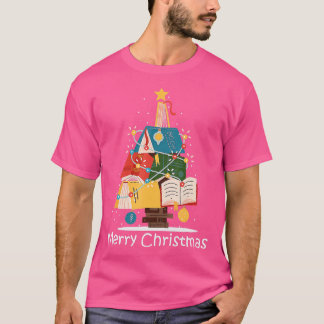 T-shirt Book Lover Christmas Tree Bookworm Librarian Merry
