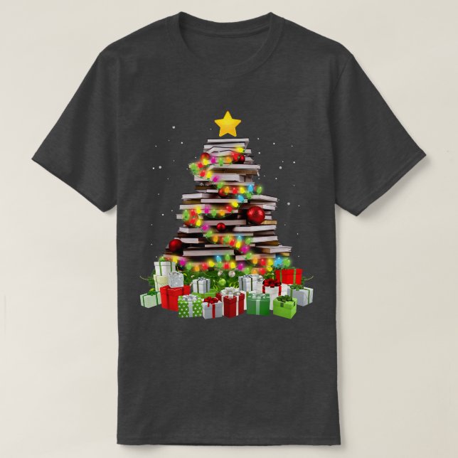 T-shirt Book Lover Christmas Tree Librarian Chris (Design devant)