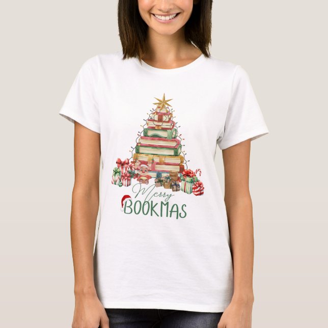 T-shirt Book Lover Joyeux Noël (Devant)