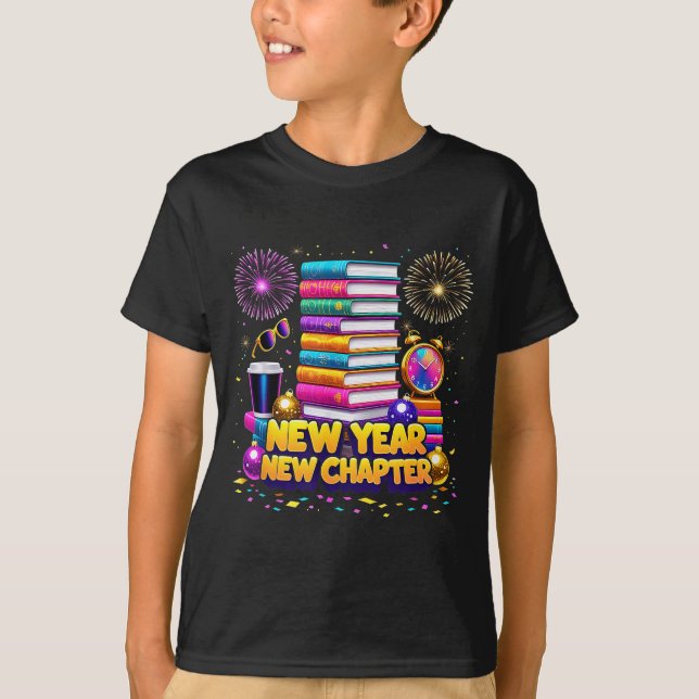 T-shirt Book Lovers Happy New Year Chapter 2026 Bookworm F (Devant)