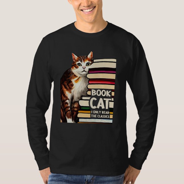 T-shirt Book Reading Studying Cat Reader Kitten (Devant)