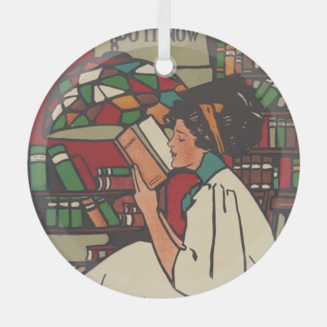 T-SHIRT Book Worm Glass Ornament (Vorderseite)