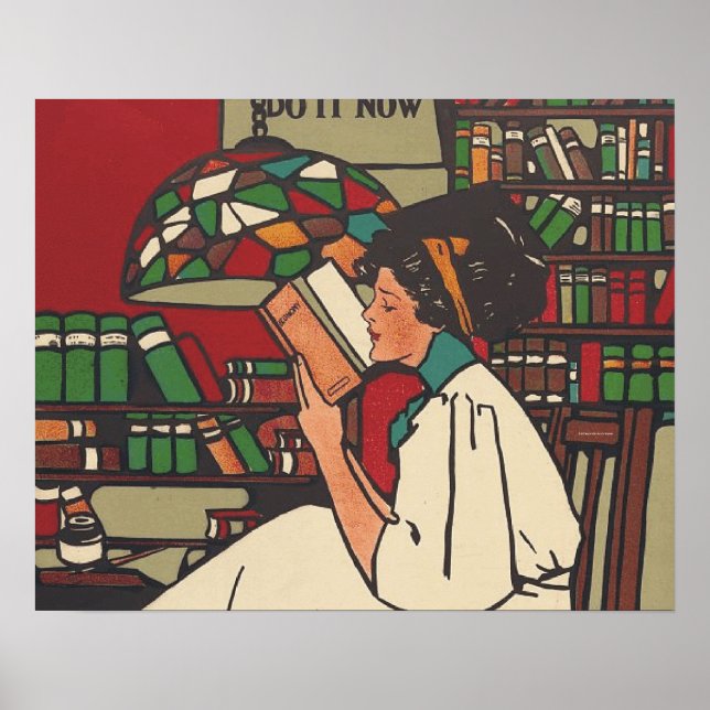 T-SHIRT Book Worm Poster (Vorne)