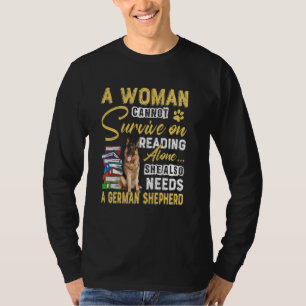 T-shirt Bookaholic Lady Cute German Shepherd Mom Bookworm