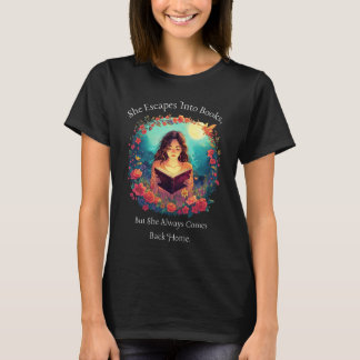 T-shirt Booklover's Tee, Floral Fantasy Design