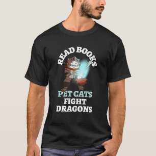 T-shirt Books Cats Dragons Funny Knight