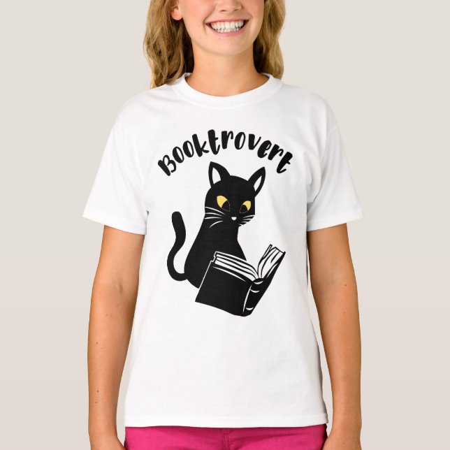T-shirt Booktrovert chat avec livre (Devant)
