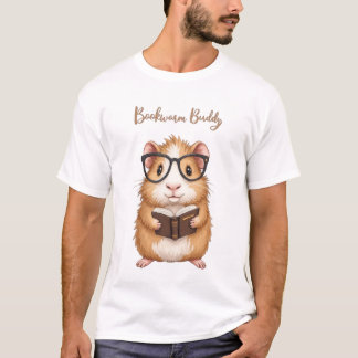 T-shirt Bookwordy - Aquarelle Guinée Pig Lecture