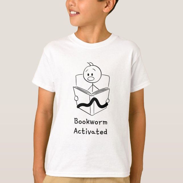 T-shirt Bookworm Activated | Cute Reading Tee (Devant)