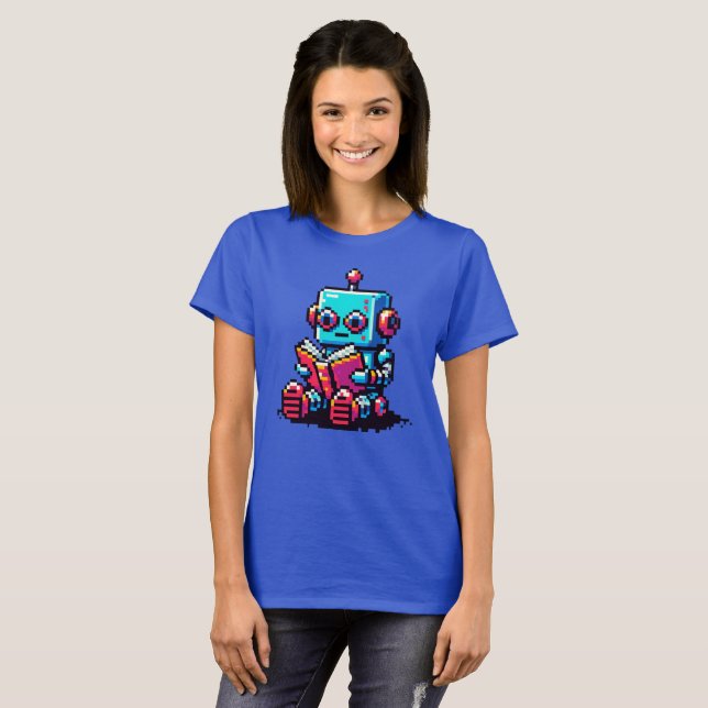 T-shirt Bookworm - Pixel Art Sci-Fi Reading Design (Devant entier)