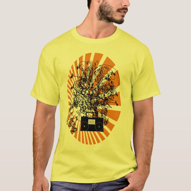 T-shirt Boom Box des années 80 Orange (Devant)