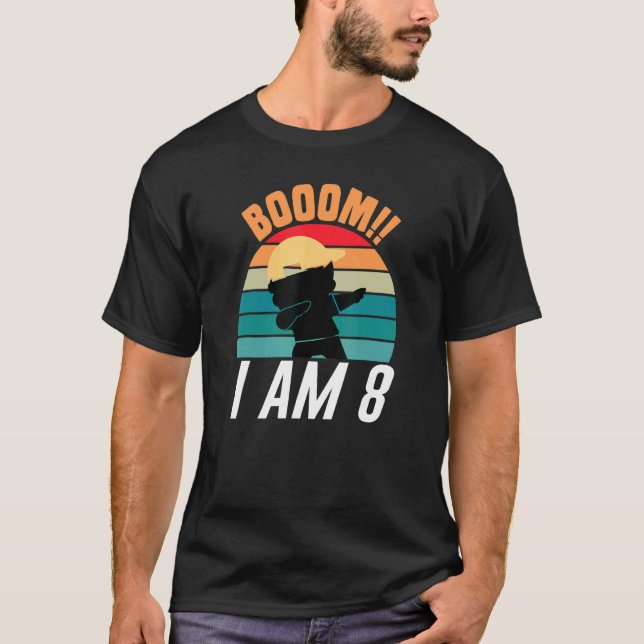 T-shirt Boom I Am 8 Dabbing Boys 8e anniversaire Huit ans (Devant)