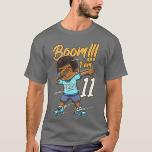 T-shirt Boom Im 11 Ans Garçon Noir Dabbing 11e Anniversair
