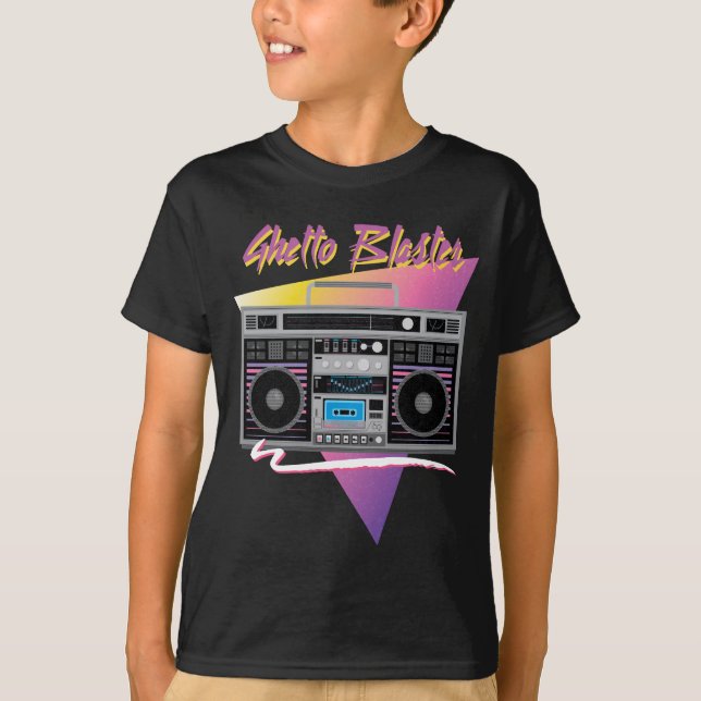 T-shirt boombox de sableuse de ghetto des années 1980 (Devant)