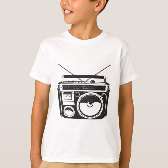 T-shirt ☞ Boombox Oldschool / Lecteur à cassette (Devant)