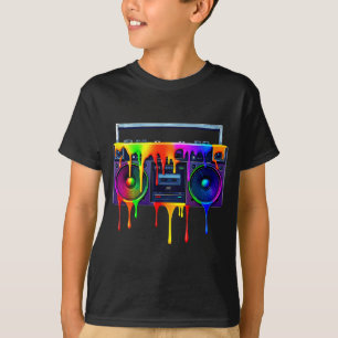 T-shirt Boombox Peinture qui Goutte Musique Drôle Vieille