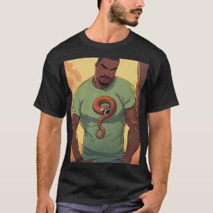 T-shirt Boondocks Style Man with Snake : Dessin Illustrati