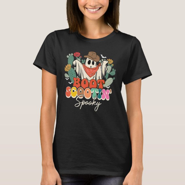T-shirt Boot Scootinu2019 Spooky Country Cactus Ghost Boo  (Devant)