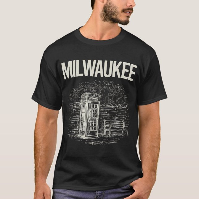 T-shirt Booth téléphonique vintage Milwaukee (Devant)
