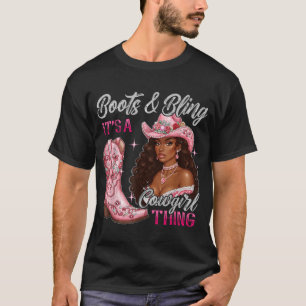 T-shirt Boots Bling C'Est Une Chose Cowgirl Black Cowgirl