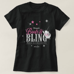 T-shirt Boots 'n Bling Disco Bachelorette Noir ID925