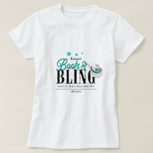 T-shirt Boots 'n Bling Disco Bachelorette Turquoise ID925