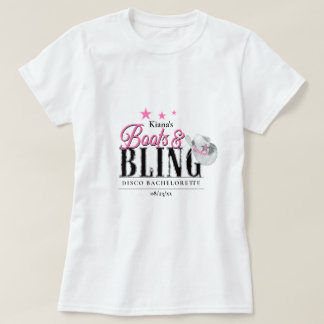 T-shirt Boots 'n Bling Disco Bachelorette Wht ID925