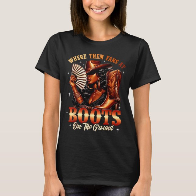 T-shirt Boots On The Ground Cowgirl Black Women Africa Bla (Devant)