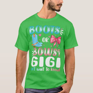 T-shirt Boots Or Bows Gigi Gender Reveal Baby Shower Pregn