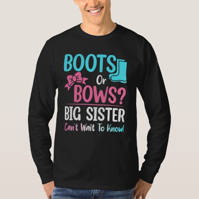 T-shirt Boots Ou Bows Grande Soeur Baby shower De Révélati (Devant)