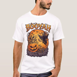 T-shirt Booyah Halloween Citrouille Faucheuse Lune Orange_