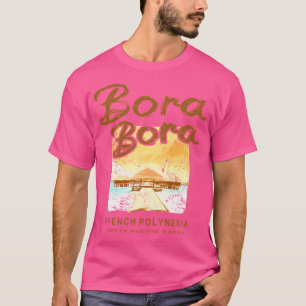T-shirt Bora Bora Retro Bungalow Polynésien français Vinta
