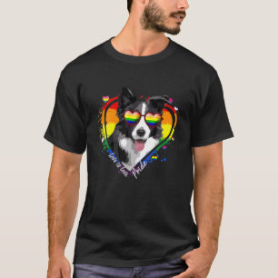 T-shirt Border Collie Arc-en-Ciel Cœur Gay Pride LGBT Chie