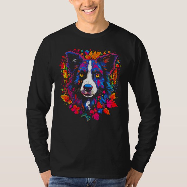 T-shirt Border Collie Dog Flower (Devant)