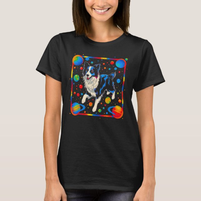 T-shirt Border Collie Dog Space (Devant)