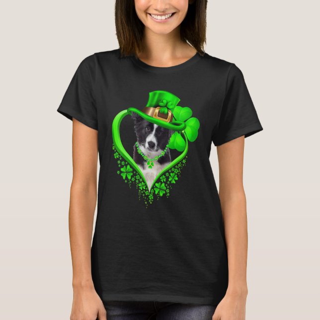 T-shirt Border Collie Dog St Patricks Day Lover Irish Sham (Devant)