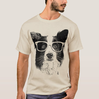 T-shirt Border collie glasses hipster Dog