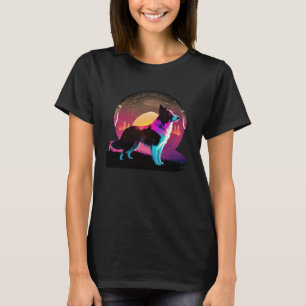 T-shirt Border Collie Synthwave esthétique Rétro-onde 80s