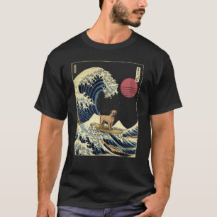 T-shirt Border Terrier Kanagawa vague japonaise de surf
