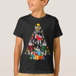 T-shirt Bordure Collie Arbre de Noël Décor Chien Lo