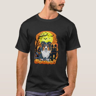 T-shirt Bordure Collie Chien Avec Citrouilles Drôle Hallow