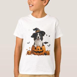 T-shirt Bordure Collie Chien Citrouille Halloween Thanksgi