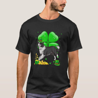 T-shirt Bordure Collie Chien Lucky Charm St. Patrick's Day