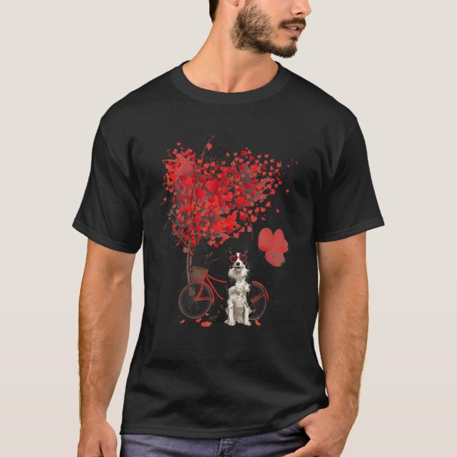 T-shirt Bordure Collie Coeurs Valentine Pet Chiot Amoureux (Devant)
