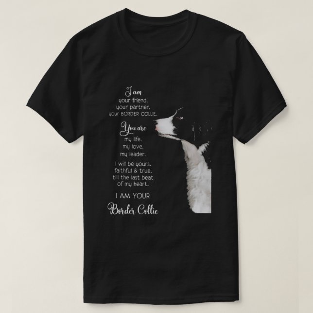 T-shirt Bordure Collie Je suis ton ami (Design devant)