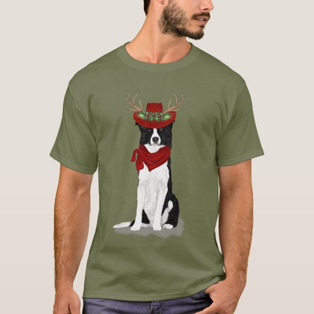 T-shirt Bordure Collie Lover Funky Noël Chien vacances (Devant)