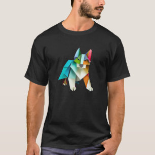 T-shirt Bordure d'art Collie coloré Origami Chien mignon s