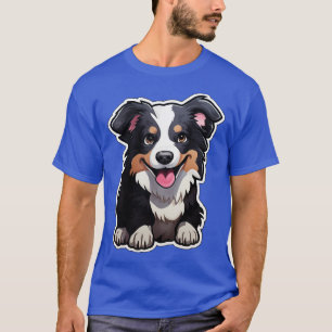 T-shirt Bordure mignonne Collie Chiens drôle Frontière Col